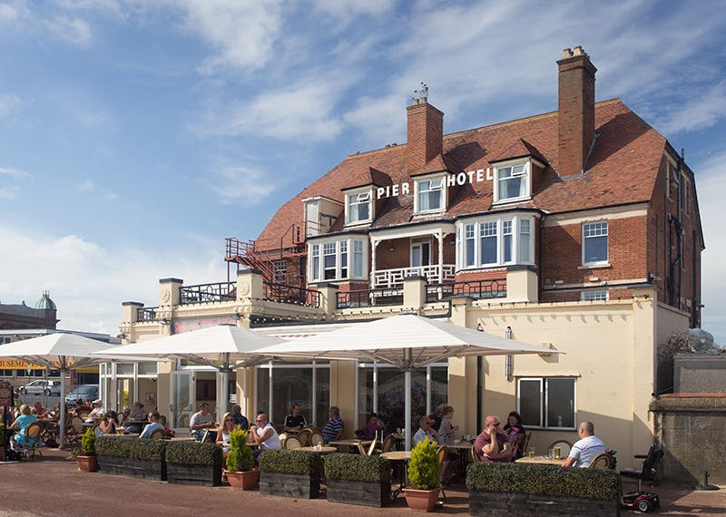 The Pier Hotel in Gorleston and outside beach bar