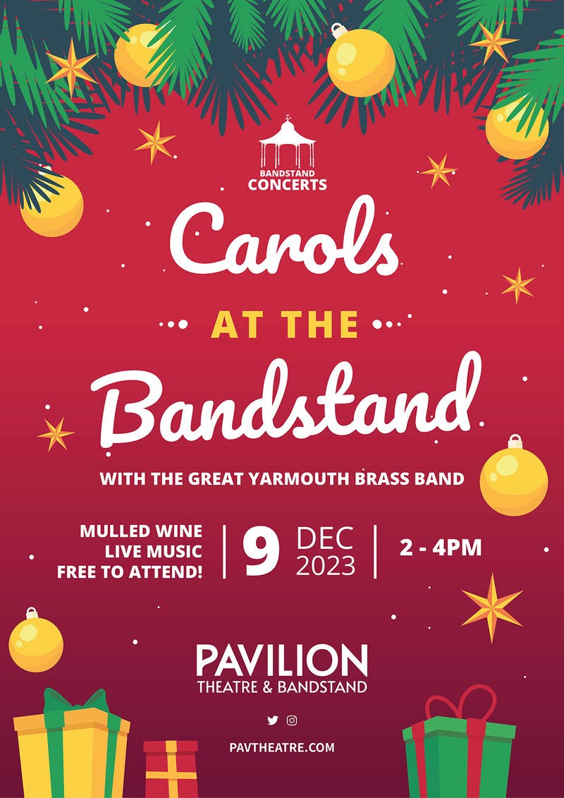 Poster for the Carols at the Bandstand performance at the Gorleston Pavilion Theatre