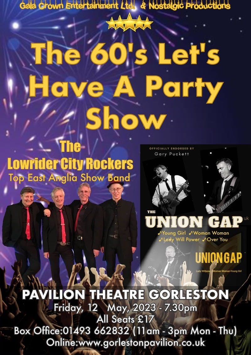 Poster for the The 60s Lets Have a Party Show performance at the Gorleston Pavilion Theatre