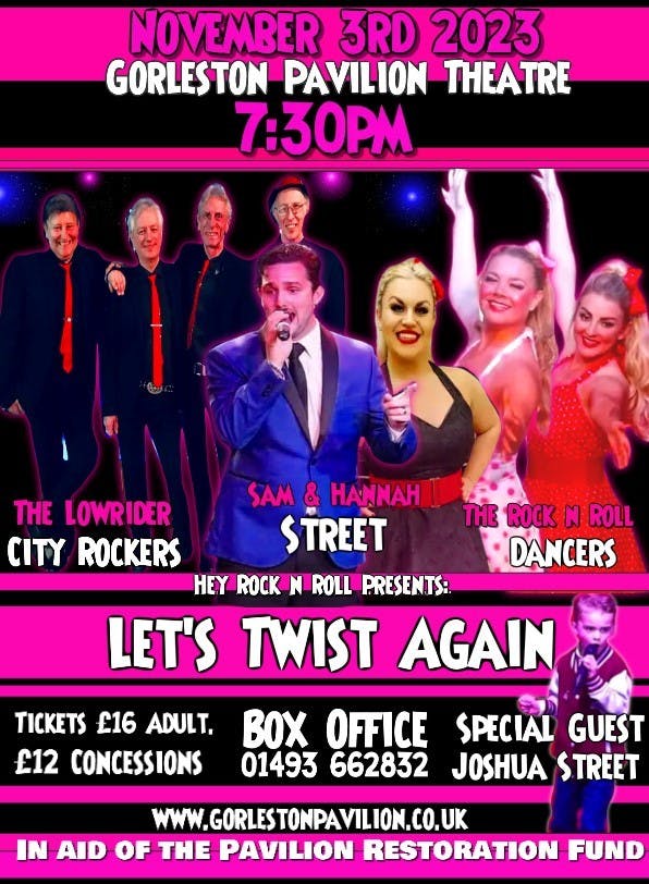 Poster for the Let's Twist Again performance at the Gorleston Pavilion Theatre