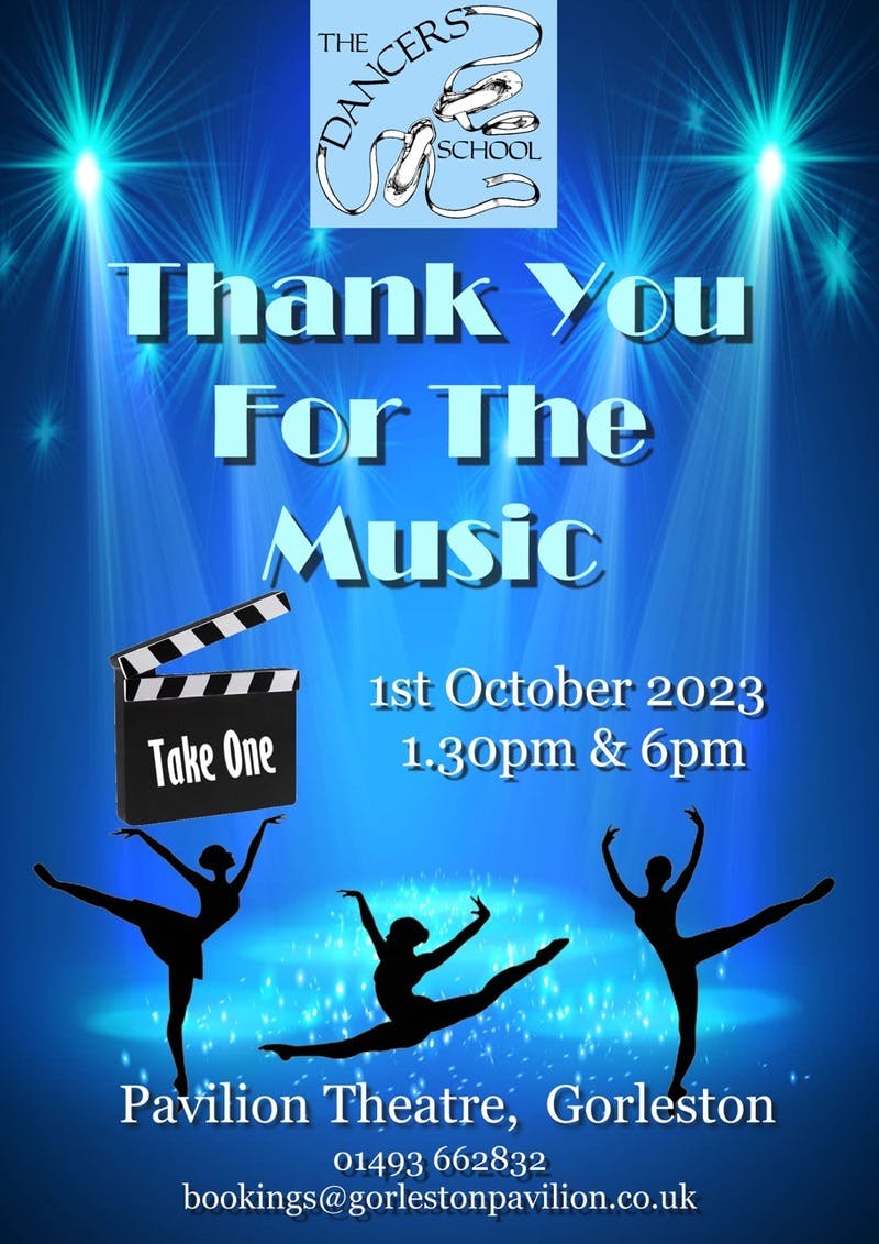 Poster for the Thank you for the Music Take One performance at the Gorleston Pavilion Theatre