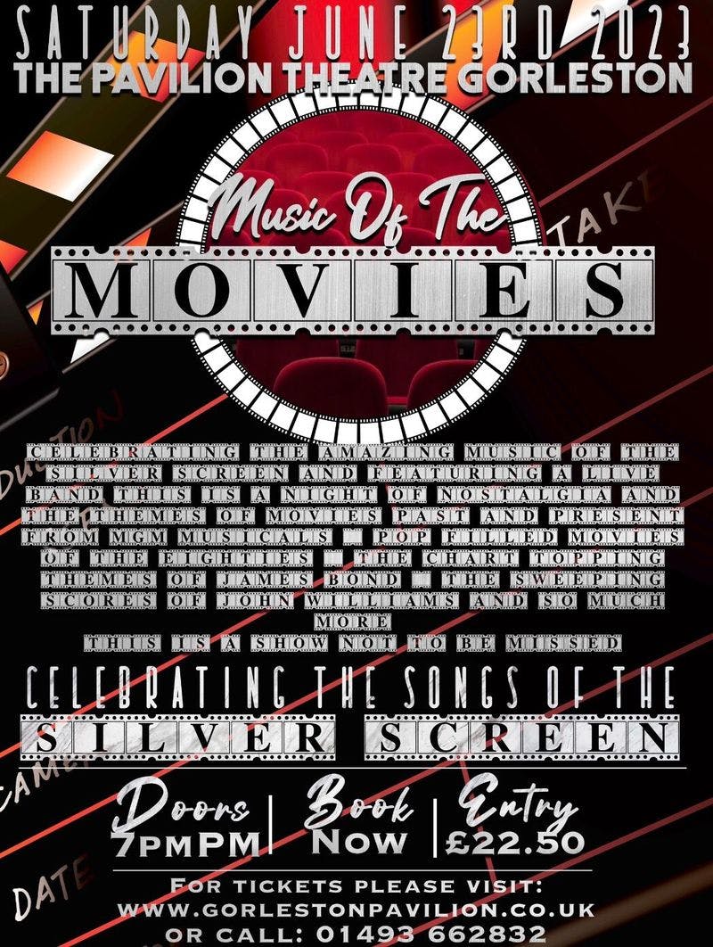 Poster for the Music Of The Movies performance at the Gorleston Pavilion Theatre