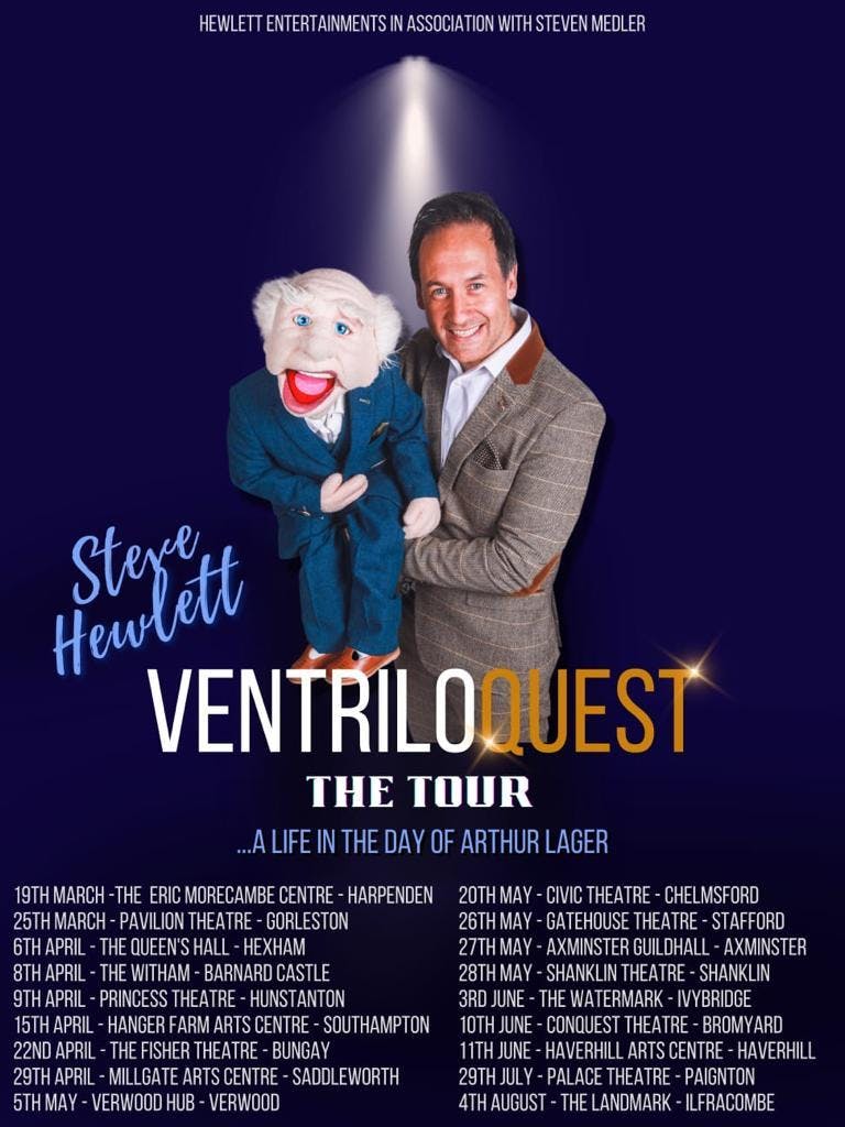 Poster for the VENTRILOQUEST "A Day in the Life of Arthur Lager"  performance at the Gorleston Pavilion Theatre