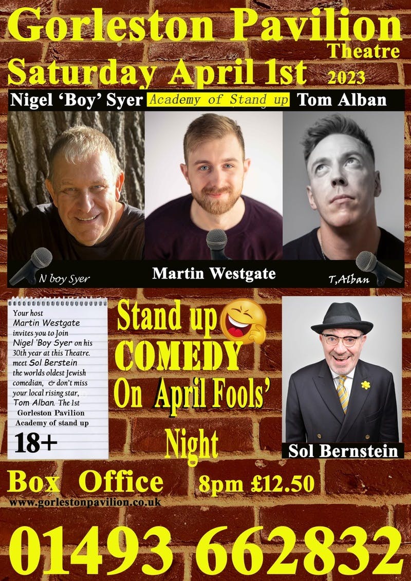 Poster for the April fools Night performance at the Gorleston Pavilion Theatre
