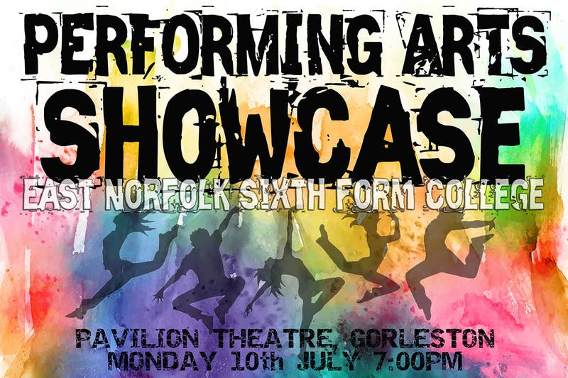 Poster for the Performing Arts Showcase performance at the Gorleston Pavilion Theatre