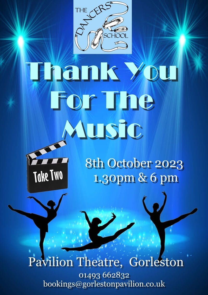 Poster for the Thank you for the Music Take Two performance at the Gorleston Pavilion Theatre