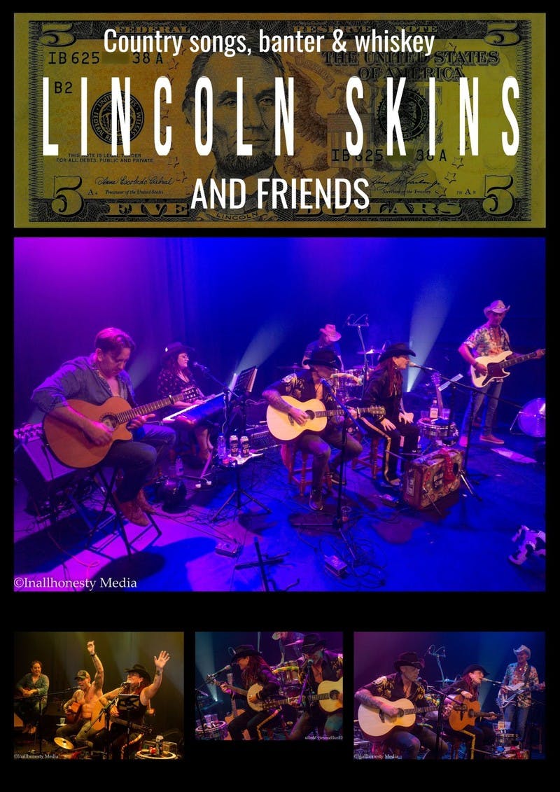 Poster for the Lincoln Skins & Friends performance at the Gorleston Pavilion Theatre