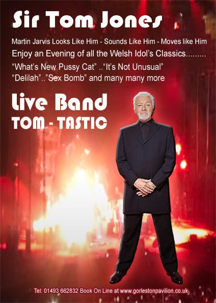 Poster for the The Ultimate Tom Jones Tribute Show performance at the Gorleston Pavilion Theatre